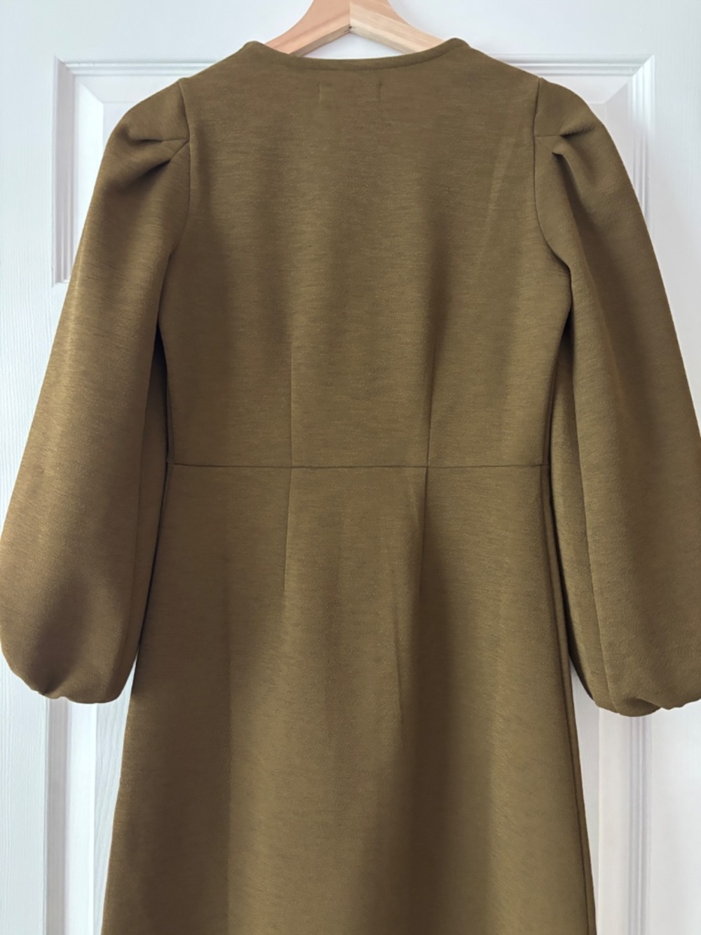 Madewell Texture & Threads Crepe Ballon Sleeve Dress - Olive Size XS - Picture 7 of 9